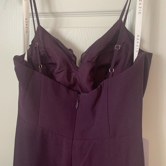 Azazie Kiki Plum Bridesmaid Dress Size 8 HEMMED - Picture 10 of 13